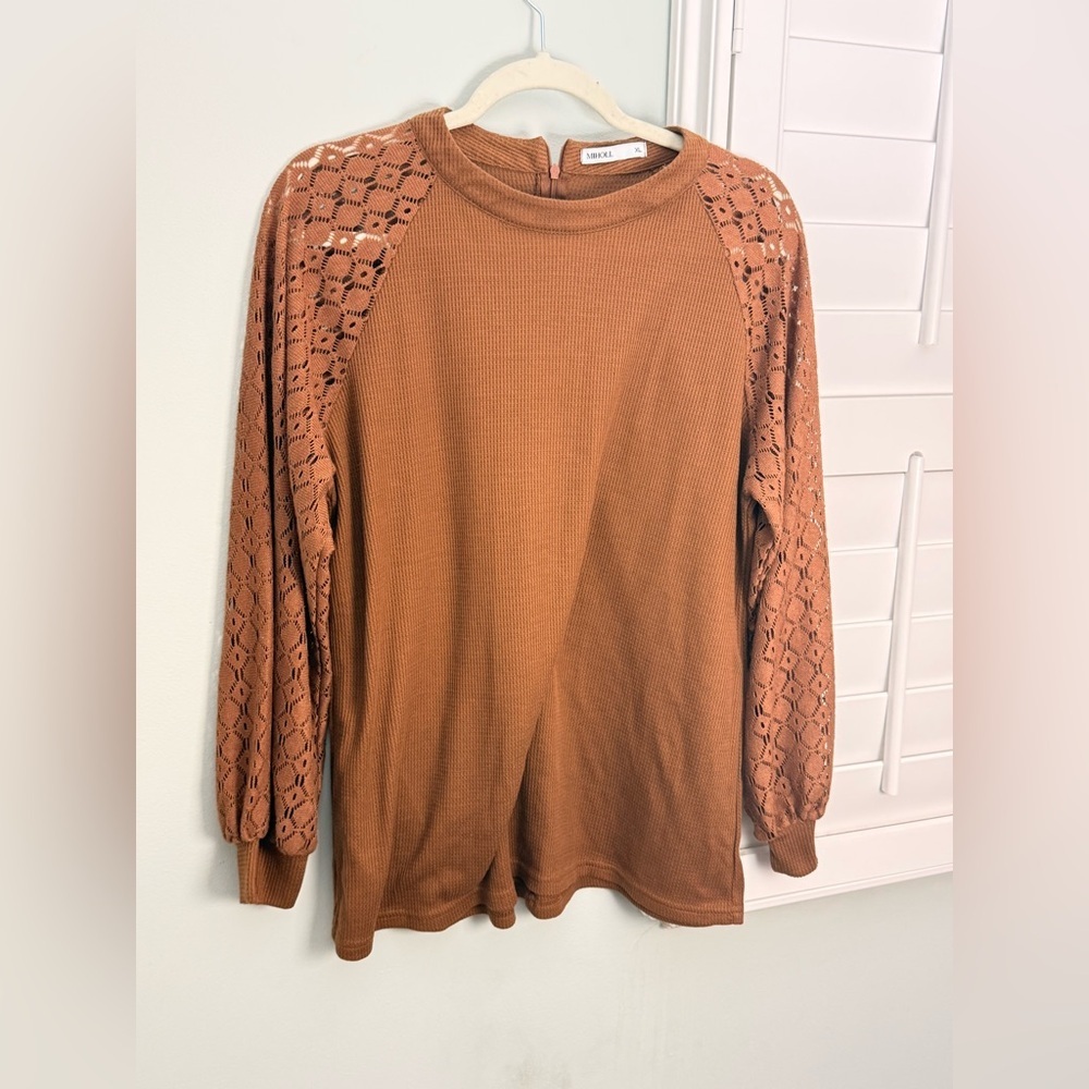 Darling Crochet Sleeve Top — Rust Travel Friendly Boho Western Chic